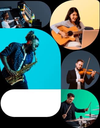 Tissimo online music teachers including guitar, drum, violin, electronic music, and saxophone instructors